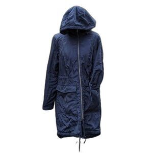 BPC Bonprix EU 38 Navy Utility Chic Longline Rain Coat Jacket with Hood Gorpcore